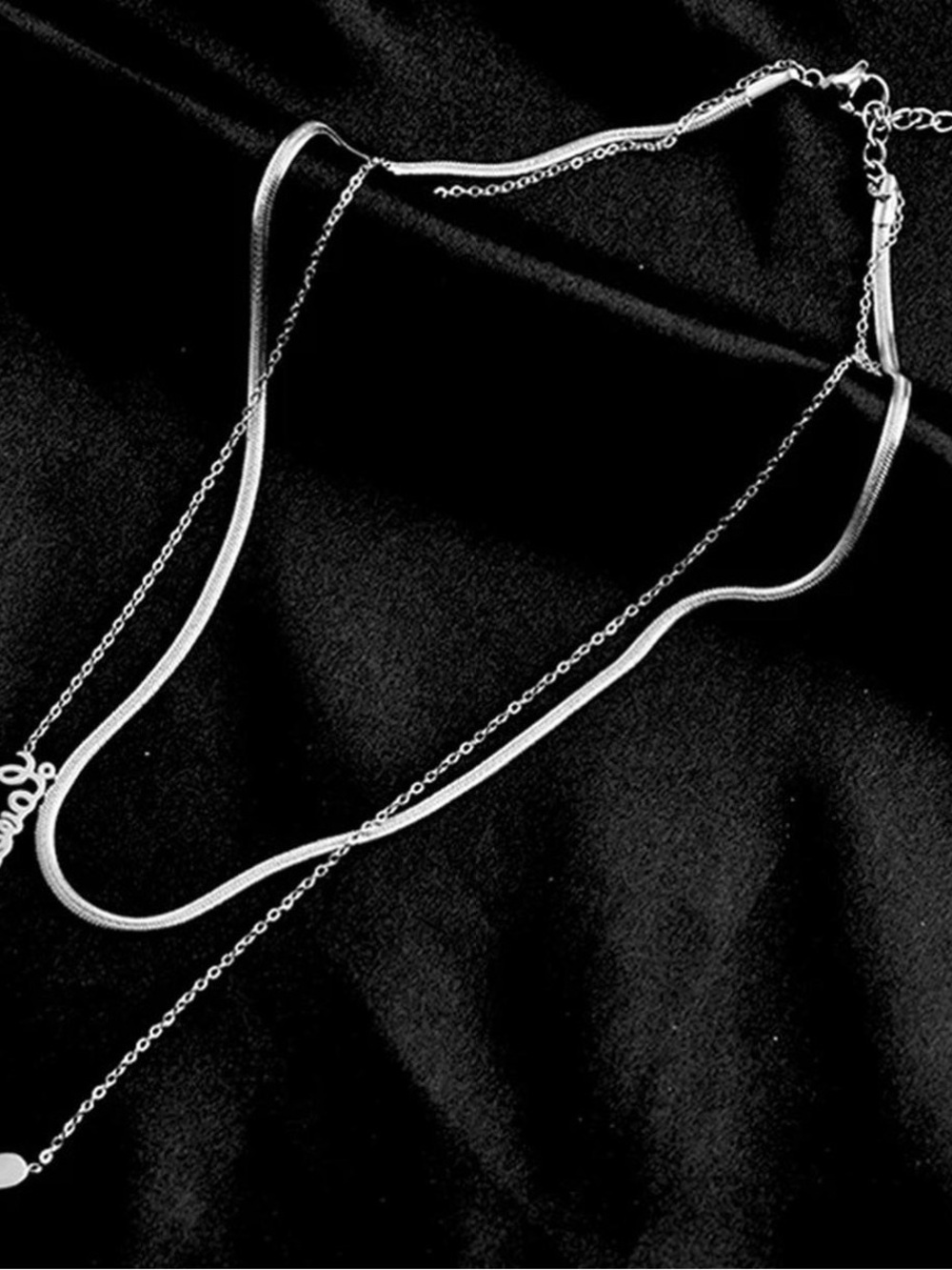 Layered Silver-Tone Women's Necklace - Double Strand Chic